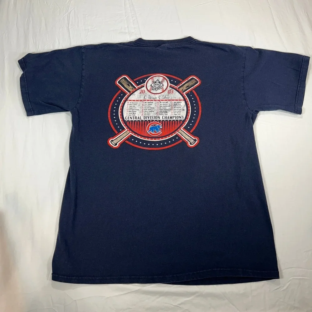 Vintage Majestic Chicago Cubs‎ 2003 NL Central Division Champions Shirt Mens L